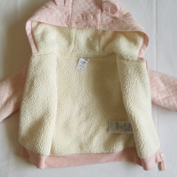 simple joys pink sherpa lined zip-up hoodie sweatshirt 3-6 months baby girl - Picture 8 of 9
